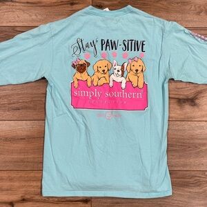 SIMPLY SOUTHERN Teal Casual Puppy Graphic Long Sleeve | Women’s size Medium